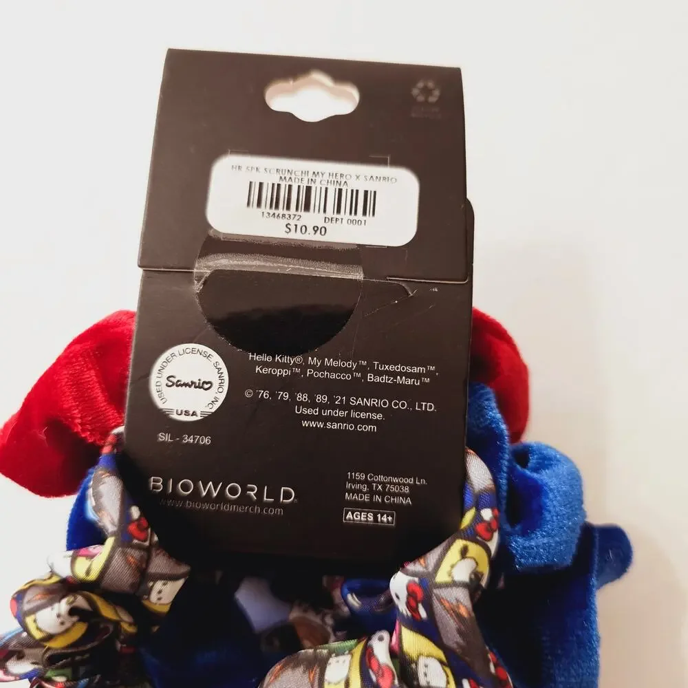 NWT My Hero Academia X Hello Kitty And Friends Scrunchie Set